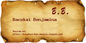 Bacskai Benjamina névjegykártya
